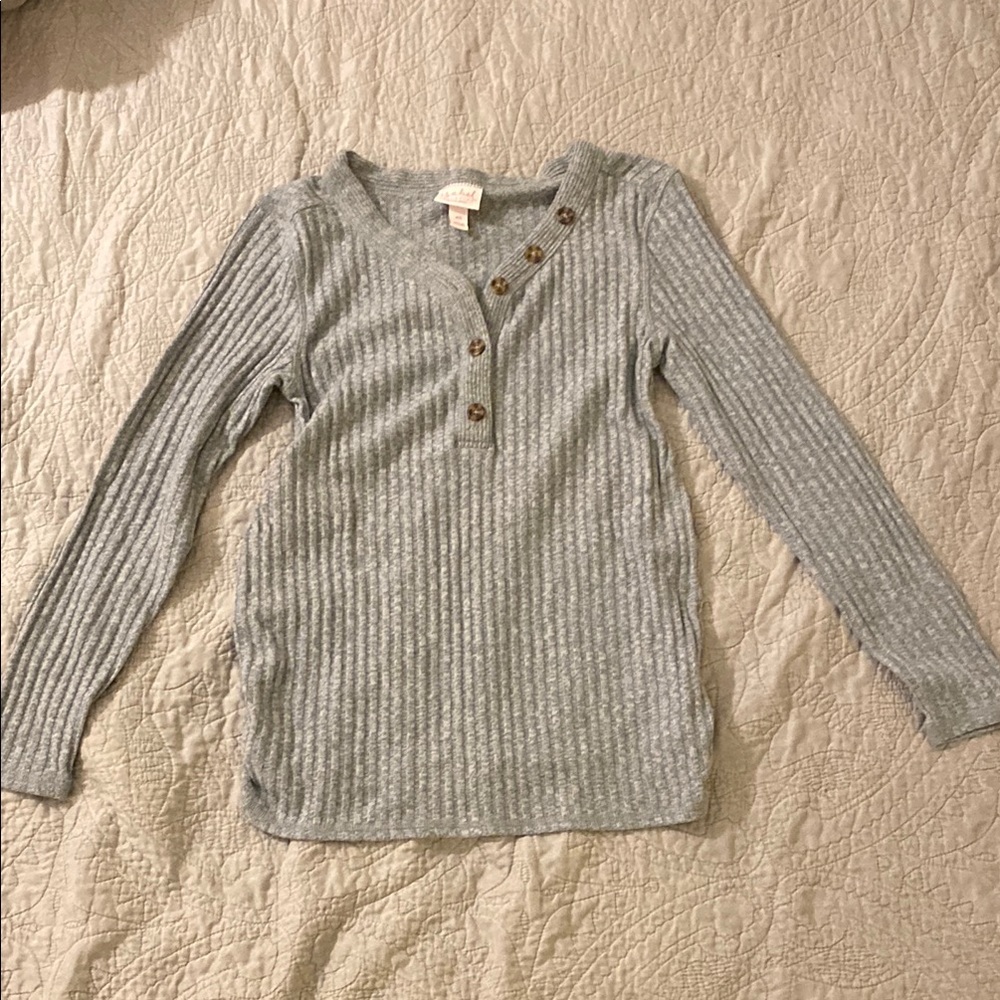 Blue Gray Ribbed Sweater